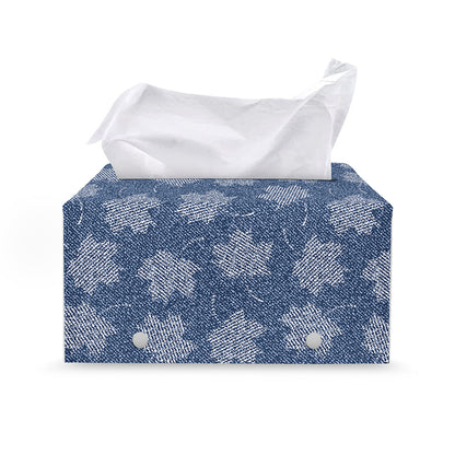 Maple Leaf Denim Jeans Pattern Print Leather Tissue Box Cover