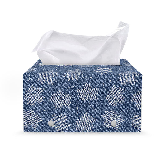 Maple Leaf Denim Jeans Pattern Print Leather Tissue Box Cover