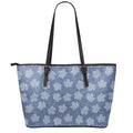 Maple Leaf Denim Jeans Pattern Print Leather Tote Bag With Zipper