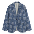 Maple Leaf Denim Jeans Pattern Print Men's Cotton Blazer