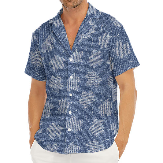Maple Leaf Denim Jeans Pattern Print Men's Deep V-Neck Shirt
