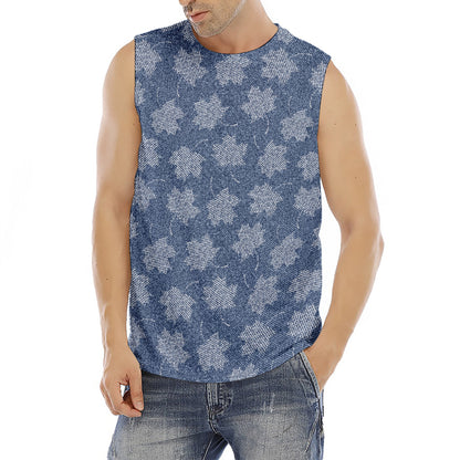Maple Leaf Denim Jeans Pattern Print Men's Fitness Tank Top