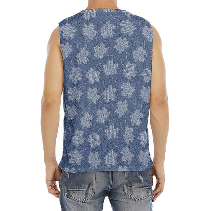 Maple Leaf Denim Jeans Pattern Print Men's Fitness Tank Top