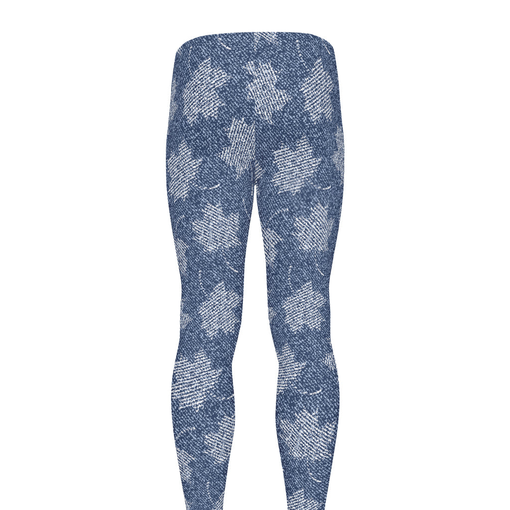 Maple Leaf Denim Jeans Pattern Print Men's leggings