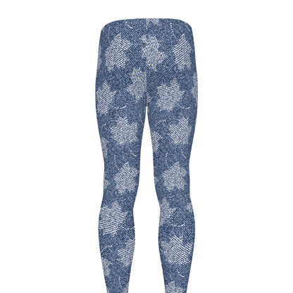 Maple Leaf Denim Jeans Pattern Print Men's leggings