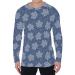 Maple Leaf Denim Jeans Pattern Print Men's Long Sleeve T-Shirt
