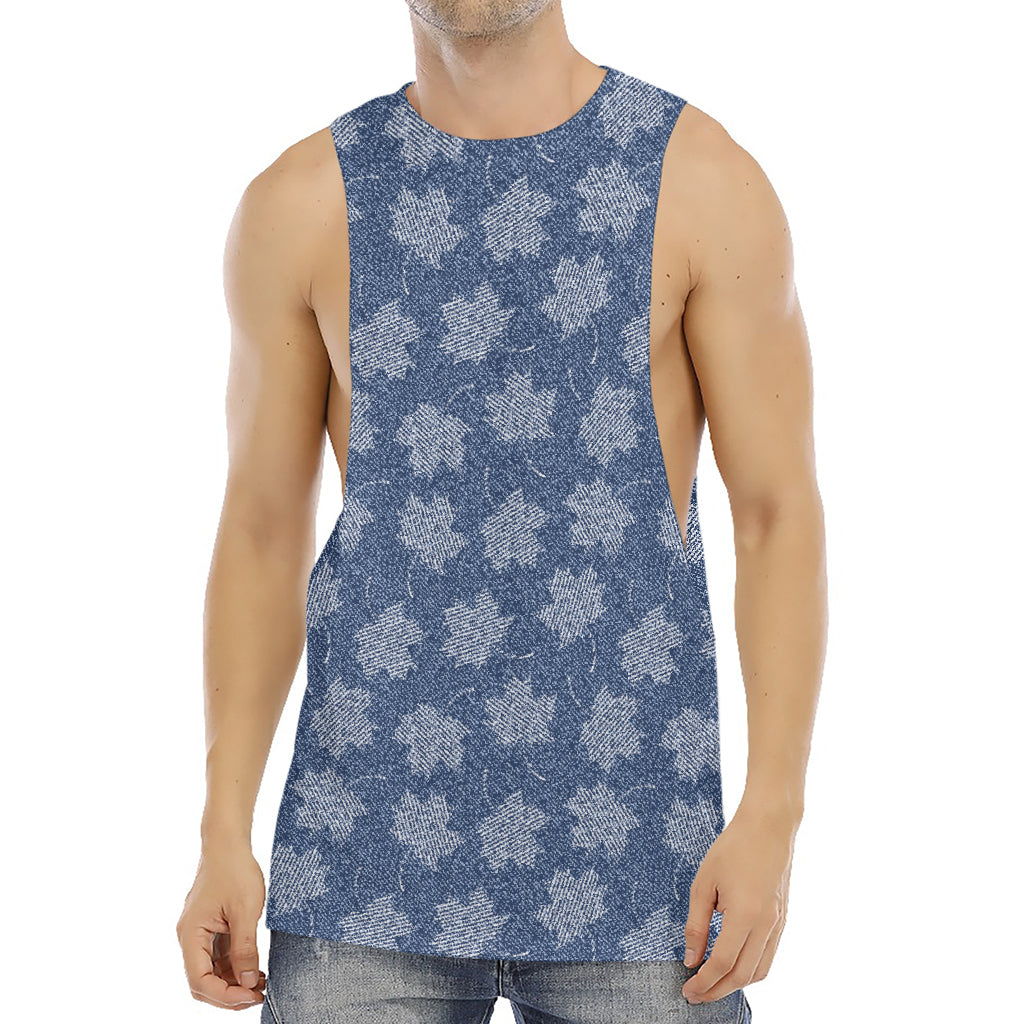 Maple Leaf Denim Jeans Pattern Print Men's Muscle Tank Top