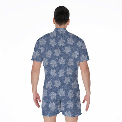 Maple Leaf Denim Jeans Pattern Print Men's Rompers