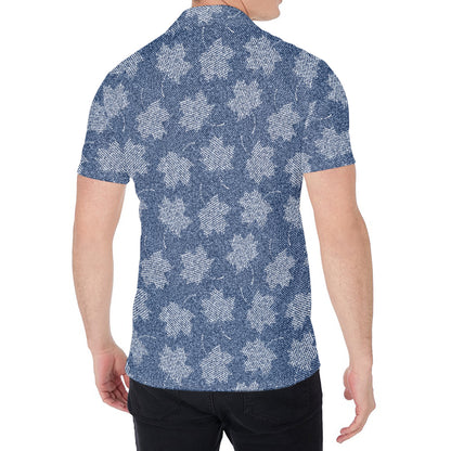 Maple Leaf Denim Jeans Pattern Print Men's Shirt