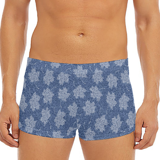 Maple Leaf Denim Jeans Pattern Print Men's Short Boxer Briefs