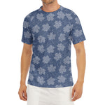 Maple Leaf Denim Jeans Pattern Print Men's Short Sleeve Rash Guard