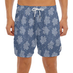 Maple Leaf Denim Jeans Pattern Print Men's Split Running Shorts