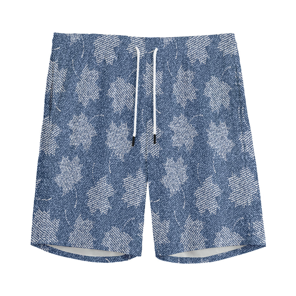 Maple Leaf Denim Jeans Pattern Print Men's Sports Shorts