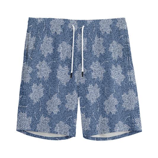 Maple Leaf Denim Jeans Pattern Print Men's Sports Shorts