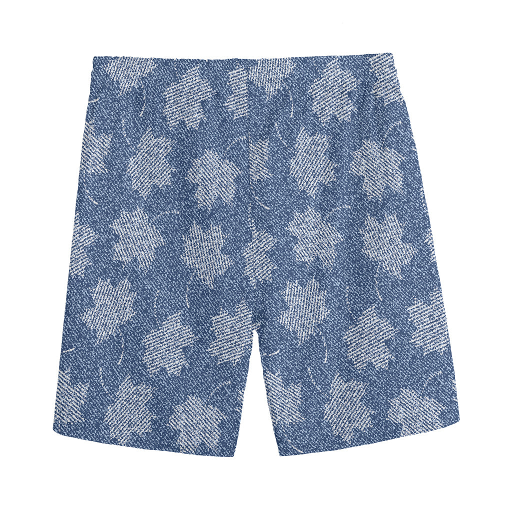 Maple Leaf Denim Jeans Pattern Print Men's Sports Shorts