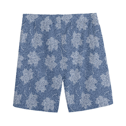 Maple Leaf Denim Jeans Pattern Print Men's Sports Shorts