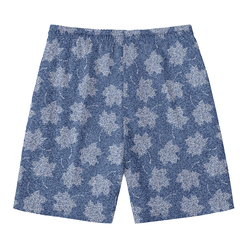 Maple Leaf Denim Jeans Pattern Print Men's Swim Trunks