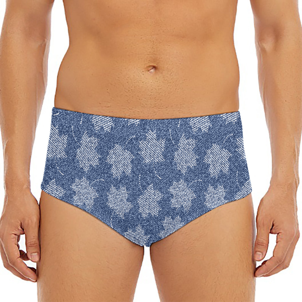 Maple Leaf Denim Jeans Pattern Print Men's Triangle Swim Briefs