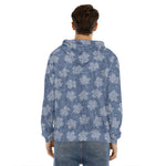 Maple Leaf Denim Jeans Pattern Print Men's Velvet Pullover Hoodie