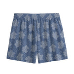 Maple Leaf Denim Jeans Pattern Print Mesh Shorts