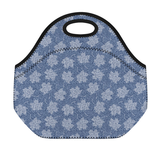 Maple Leaf Denim Jeans Pattern Print Neoprene Lunch Bag