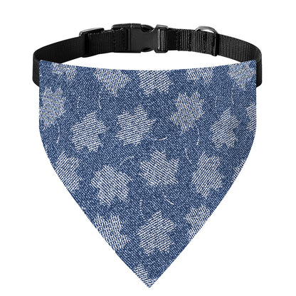 Maple Leaf Denim Jeans Pattern Print Over The Collar Dog Bandana