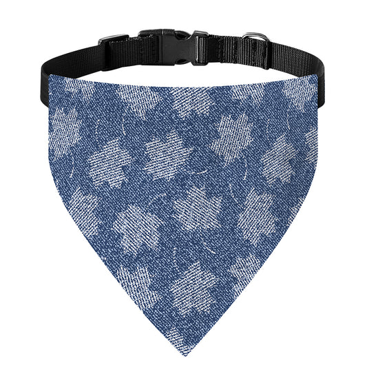 Maple Leaf Denim Jeans Pattern Print Over The Collar Dog Bandana