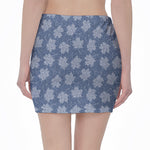 Maple Leaf Denim Jeans Pattern Print Pencil Mini Skirt