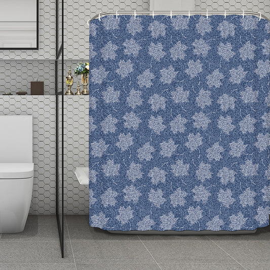 Maple Leaf Denim Jeans Pattern Print Polyester Shower Curtain