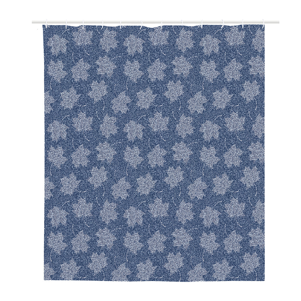 Maple Leaf Denim Jeans Pattern Print Polyester Shower Curtain