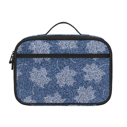 Maple Leaf Denim Jeans Pattern Print Portable Lunch Bag