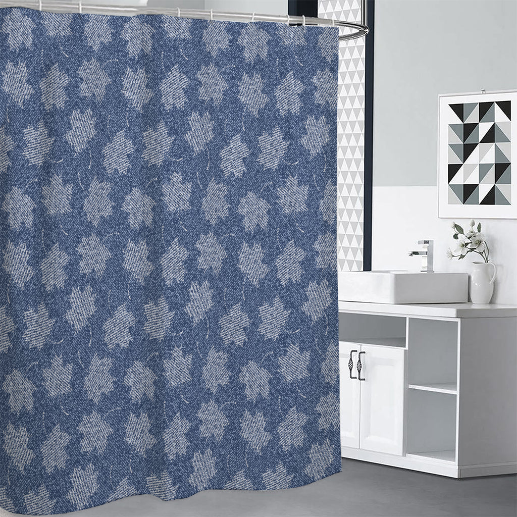 Maple Leaf Denim Jeans Pattern Print Premium Shower Curtain