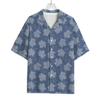 Maple Leaf Denim Jeans Pattern Print Rayon Hawaiian Shirt