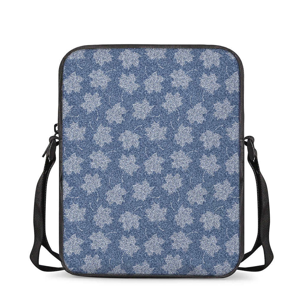 Maple Leaf Denim Jeans Pattern Print Rectangular Crossbody Bag