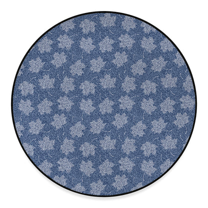 Maple Leaf Denim Jeans Pattern Print Round Floor Mat