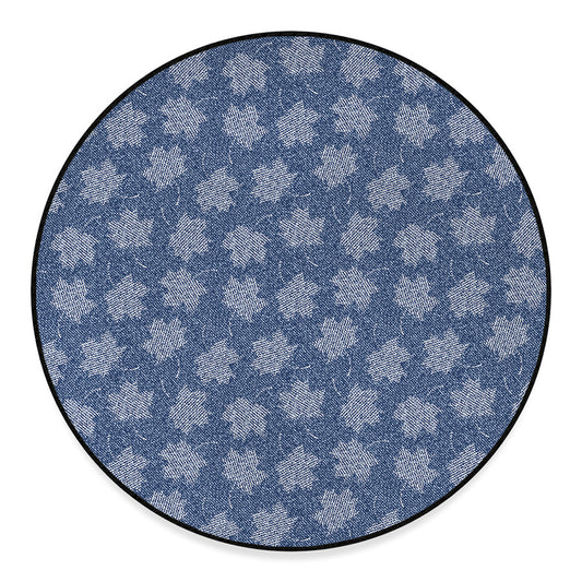 Maple Leaf Denim Jeans Pattern Print Round Floor Mat