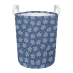 Maple Leaf Denim Jeans Pattern Print Round Laundry Basket