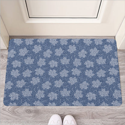 Maple Leaf Denim Jeans Pattern Print Rubber Doormat