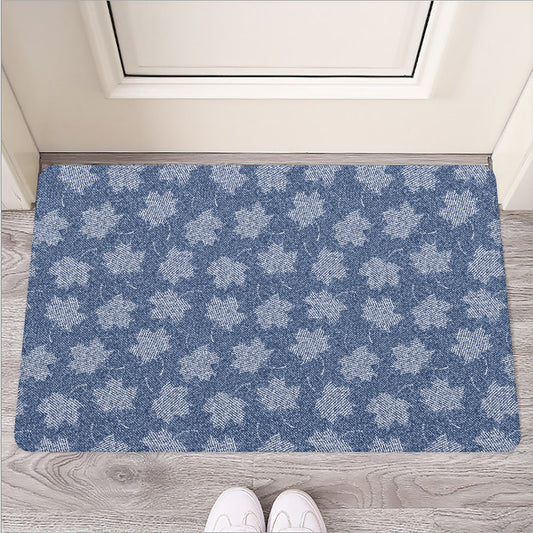 Maple Leaf Denim Jeans Pattern Print Rubber Doormat