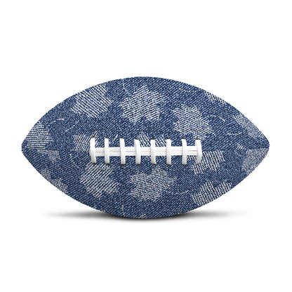 Maple Leaf Denim Jeans Pattern Print Rugby Ball
