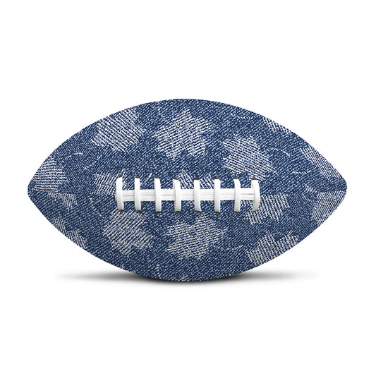 Maple Leaf Denim Jeans Pattern Print Rugby Ball