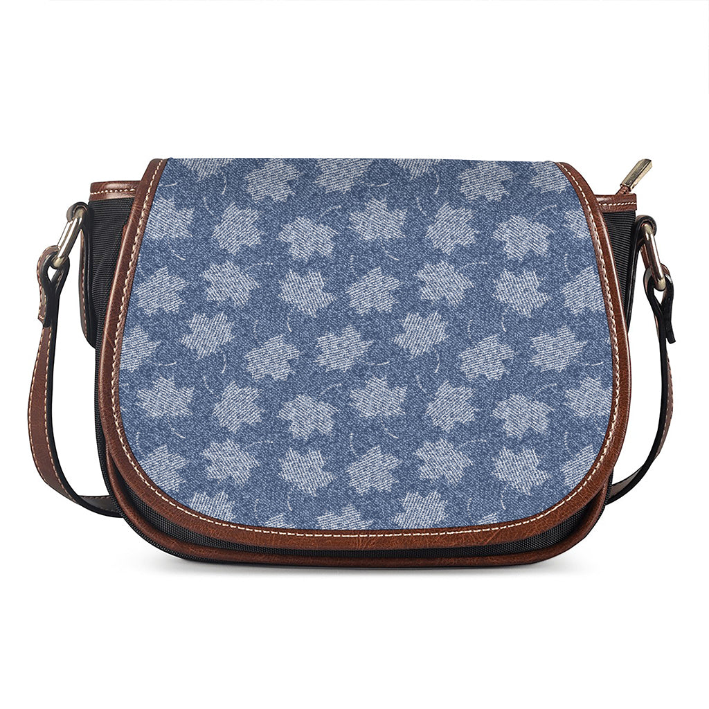 Maple Leaf Denim Jeans Pattern Print Saddle Bag
