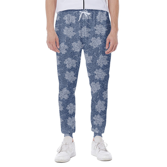 Maple Leaf Denim Jeans Pattern Print Scuba Joggers