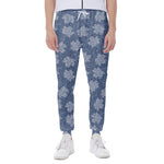 Maple Leaf Denim Jeans Pattern Print Scuba Joggers