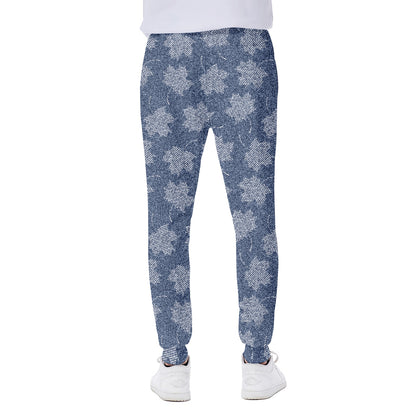 Maple Leaf Denim Jeans Pattern Print Scuba Joggers