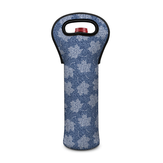 Maple Leaf Denim Jeans Pattern Print Single Neoprene Wine Tote