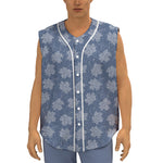 Maple Leaf Denim Jeans Pattern Print Sleeveless Baseball Jersey