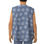 Maple Leaf Denim Jeans Pattern Print Sleeveless Baseball Jersey