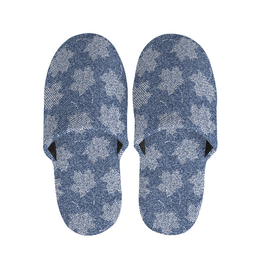 Maple Leaf Denim Jeans Pattern Print Slippers