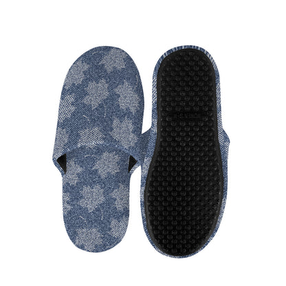 Maple Leaf Denim Jeans Pattern Print Slippers